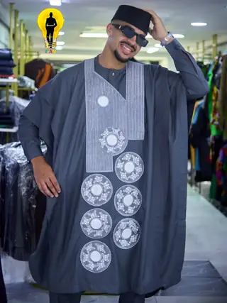 Dark embroidered IAM menswear look